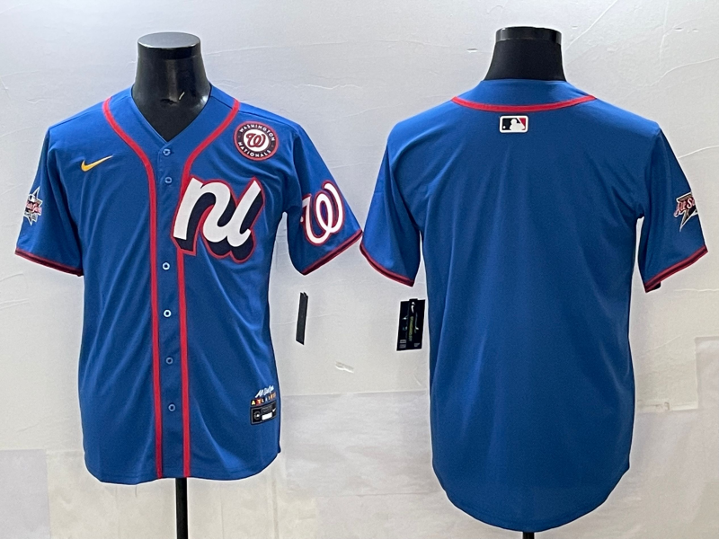 Men 2025 Washington Nationals blank blue Nike jersey style 58->new york mets->MLB Jersey